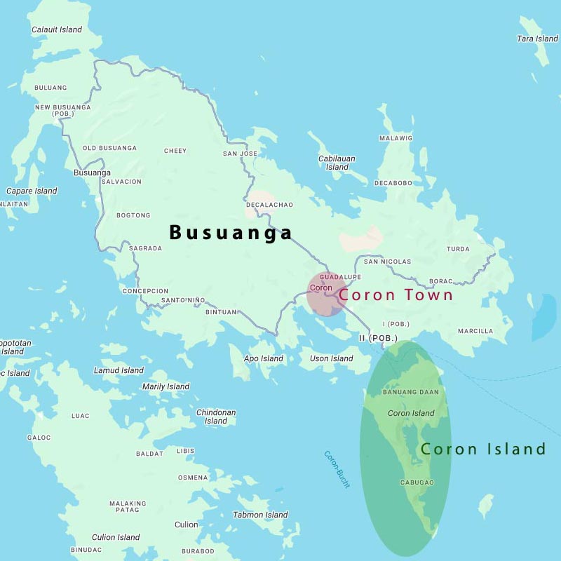 Busuanga-Map-Coron Busuanga, Coron Town, Coron Island
