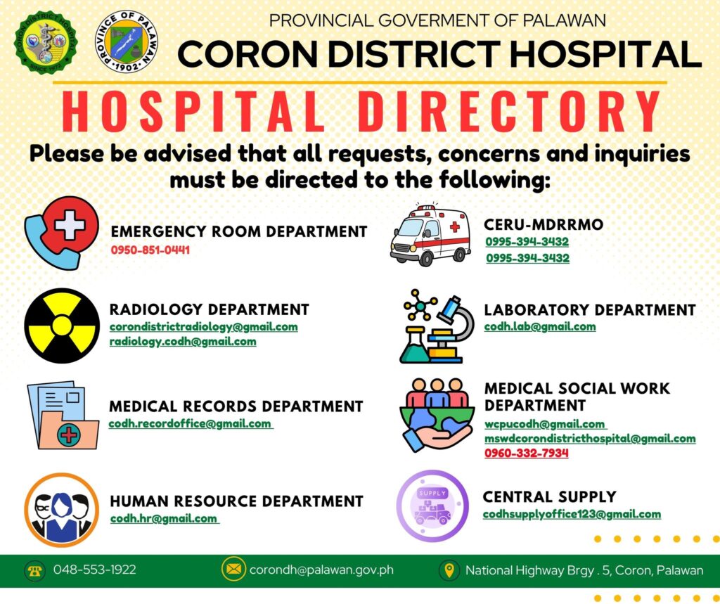Coron Hospital new numbers